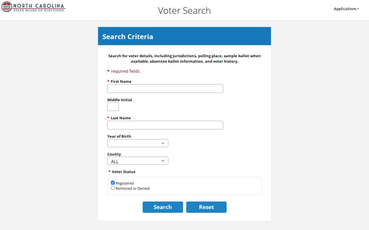 Wake County people search through the North Carolina voter registration lookup