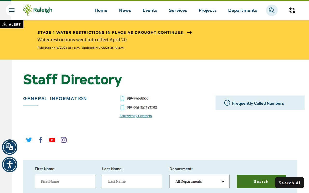 Wake County people directories Raleigh staff search