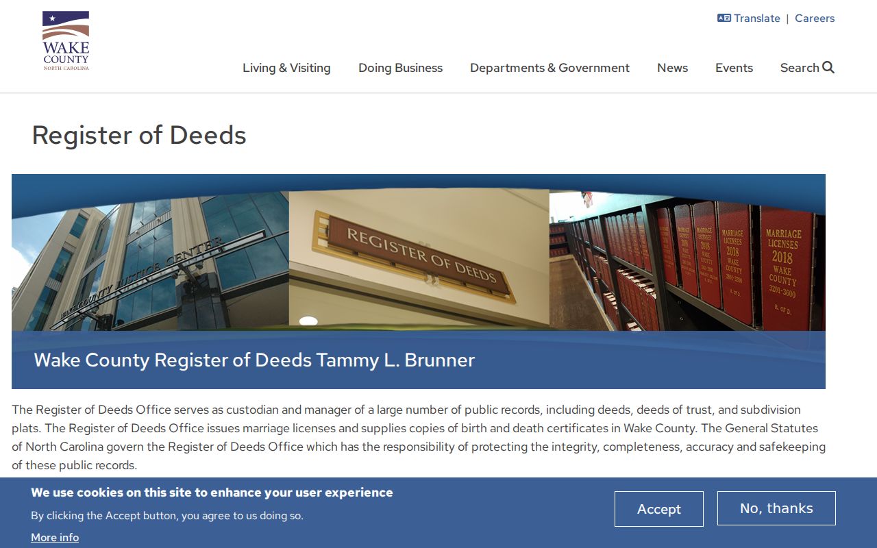 Wake County public records office for deeds and certificates