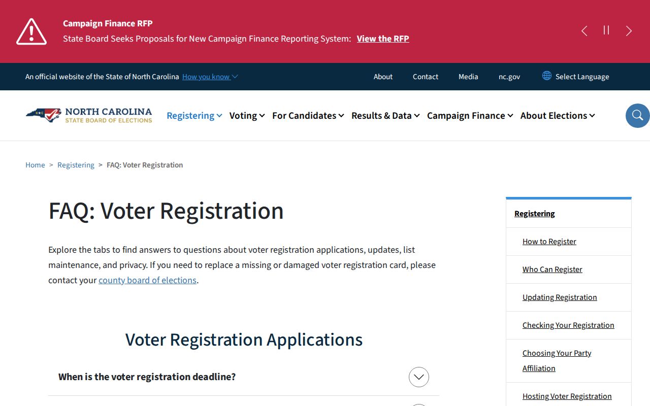 Wake County voter registration privacy and list maintenance guidance